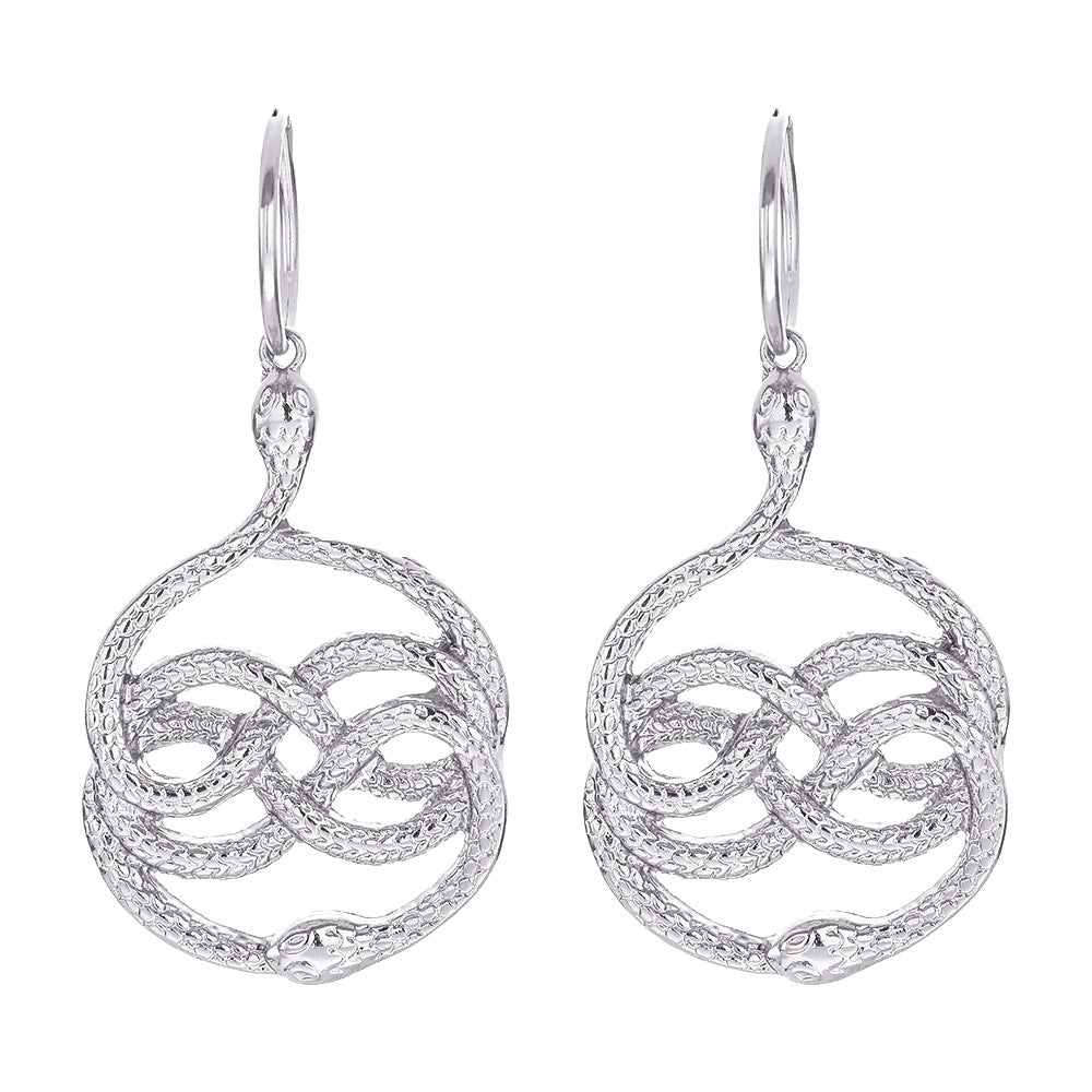 Metal Snake Retro Diamonds Punk Long Gothic Ear Earrings