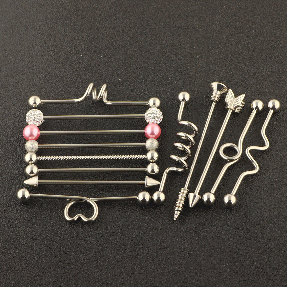 Piece Industrial Barbell Cross Bar Piercing Stud Earrings