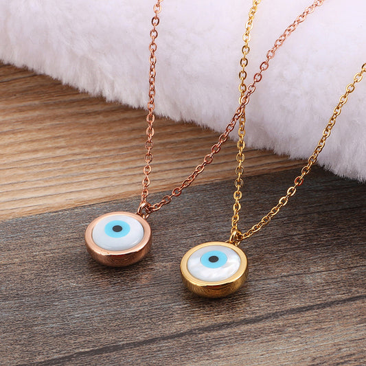 Women's Real Gold Ornament Devil's Eye Trend Necklaces