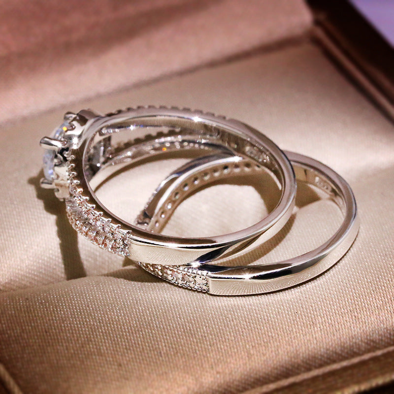 Double Layer Tiger Claws Square Zircon Ring