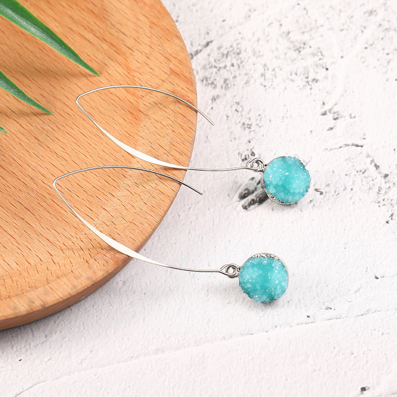 Women's Vintage Geometric Round Vug Long Copper Ear Hook Earrings