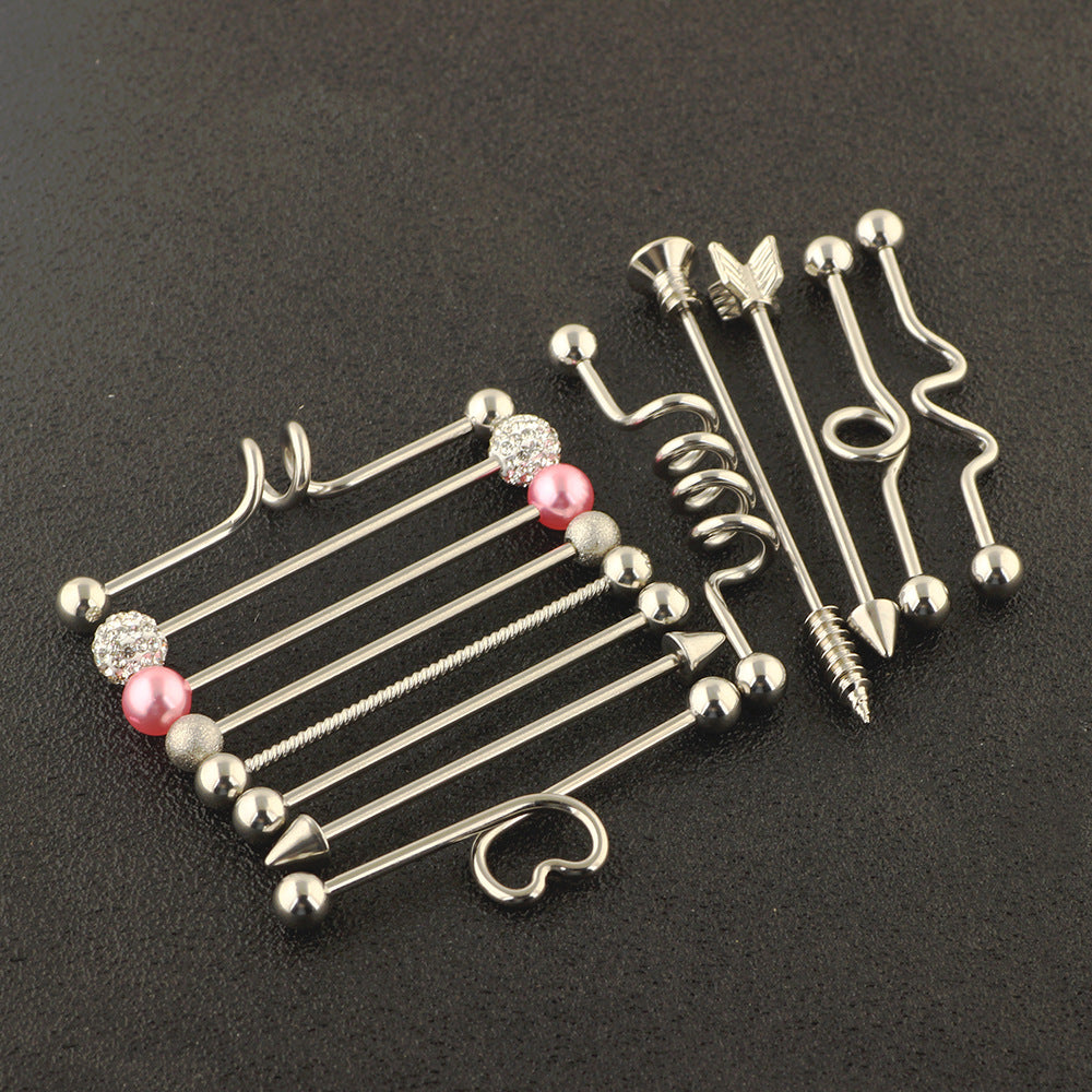 Piece Industrial Barbell Cross Bar Piercing Stud Earrings
