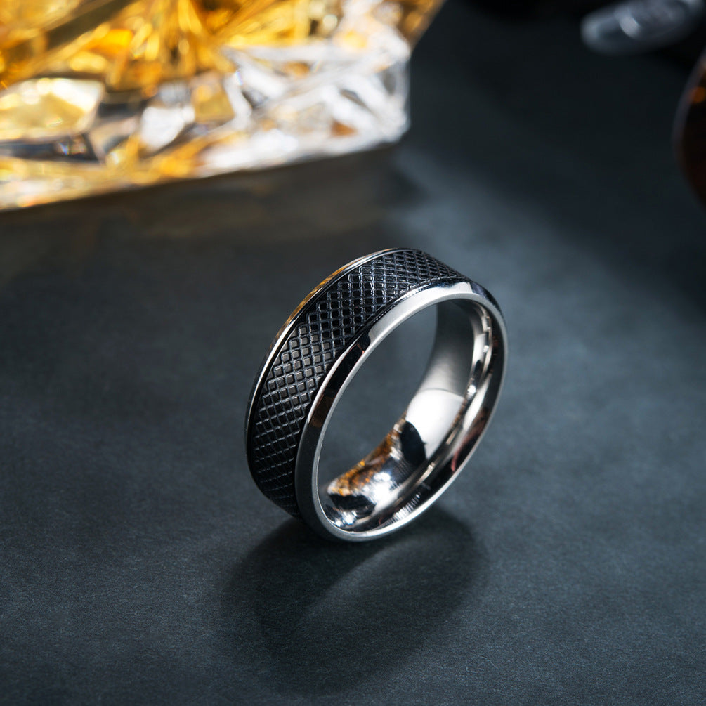 Men's Stainless Steel Black Titanium White Rings