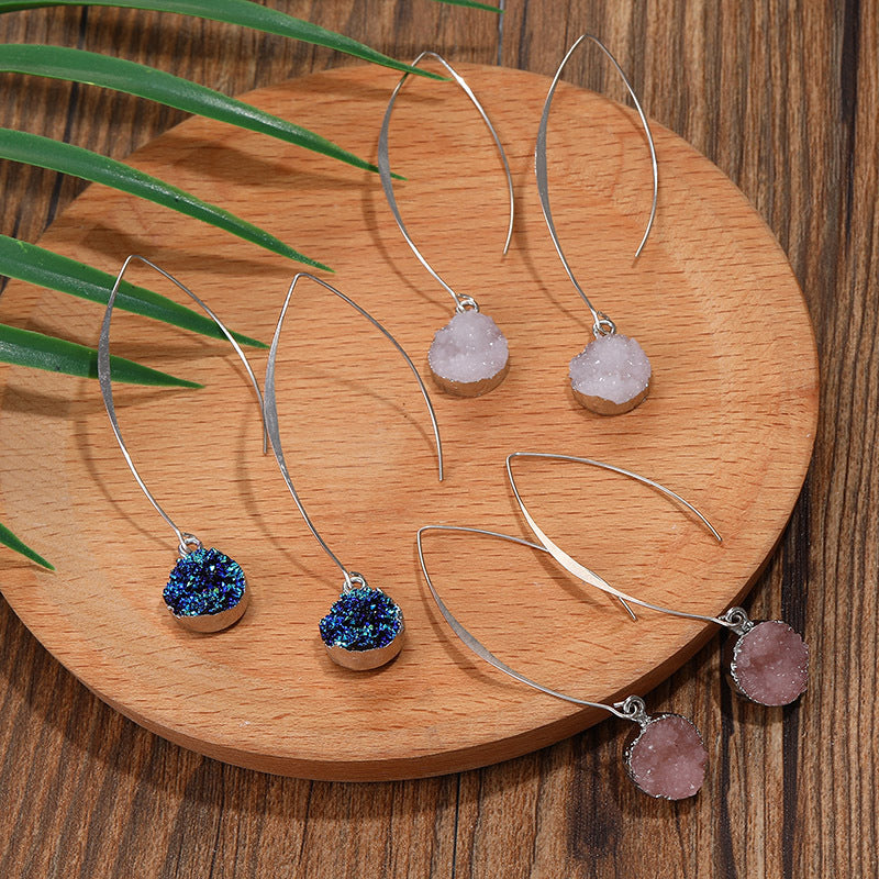 Women's Vintage Geometric Round Vug Long Copper Ear Hook Earrings