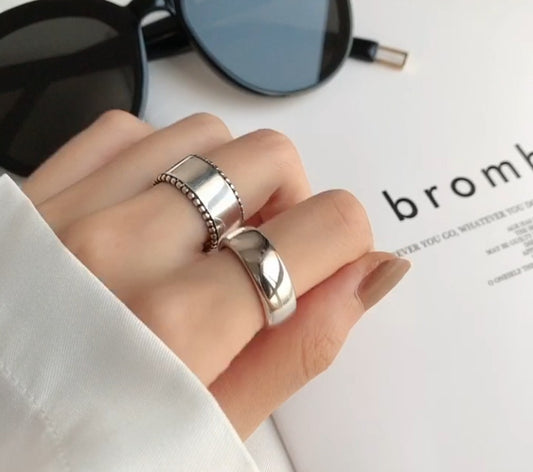 Stylish Simple Minimalist Bold Thickened Glossy Aperture Open Forefinger Rings
