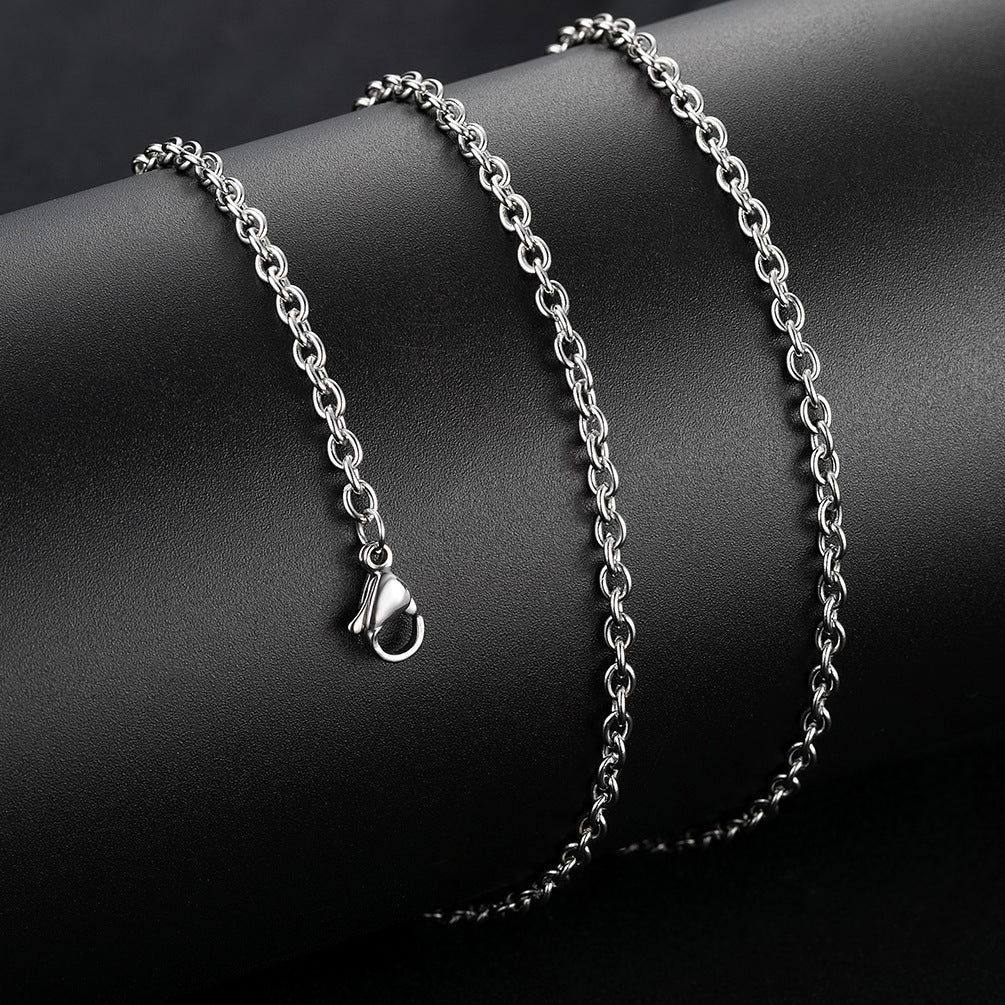 Men's Titanium Steel Stainless O-shaped Chain Couple Pendants