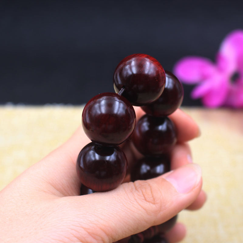 Women's & Men's Rhinoceros Horn Rosewood Prayer Bead High Density Lobular Scattered Beads Bracelet