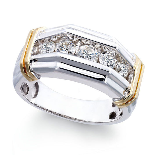 Men's Two-color Electroplated Platinum Zircon Inlaid Ring