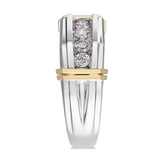 Men's Two-color Electroplated Platinum Zircon Inlaid Ring