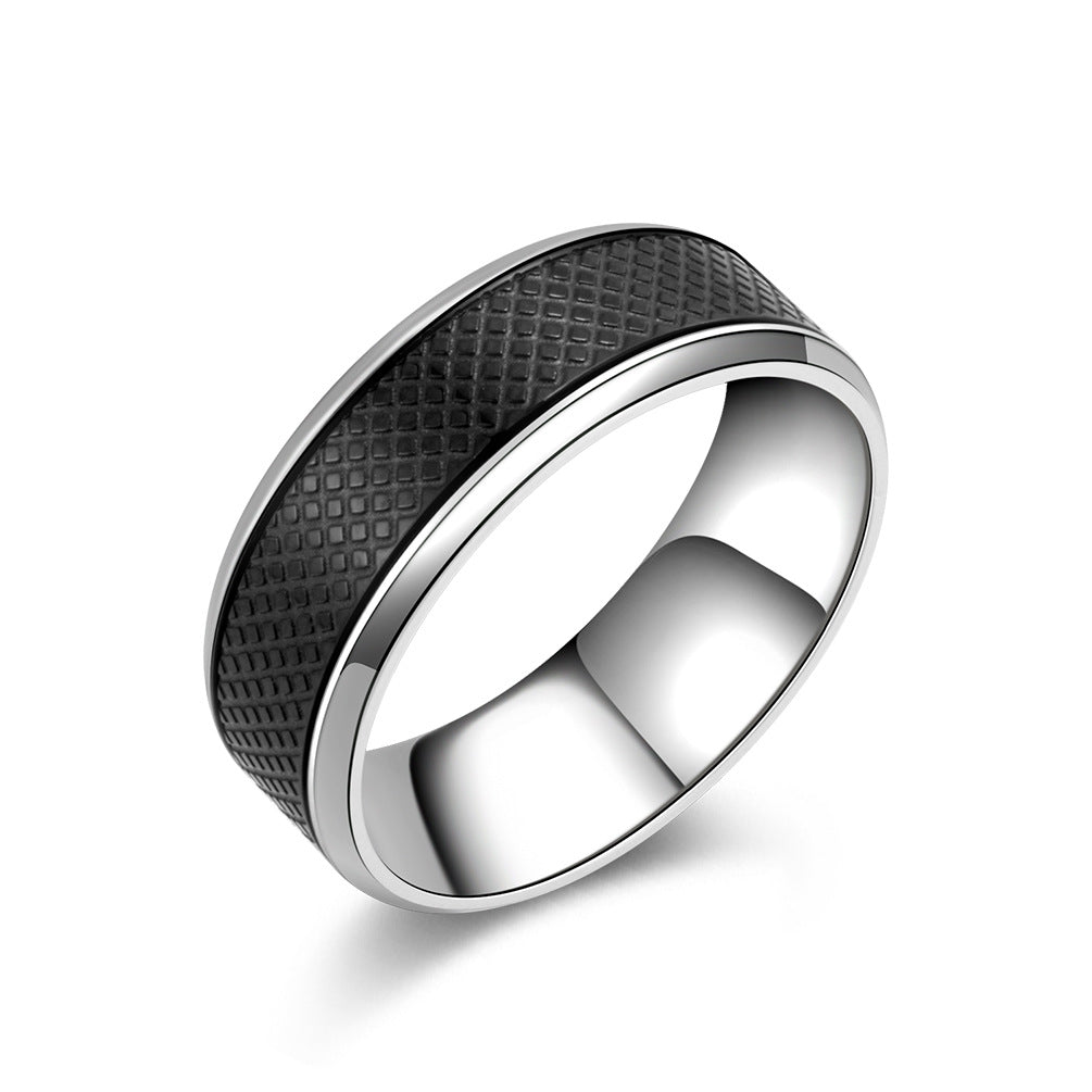 Men's Stainless Steel Black Titanium White Rings