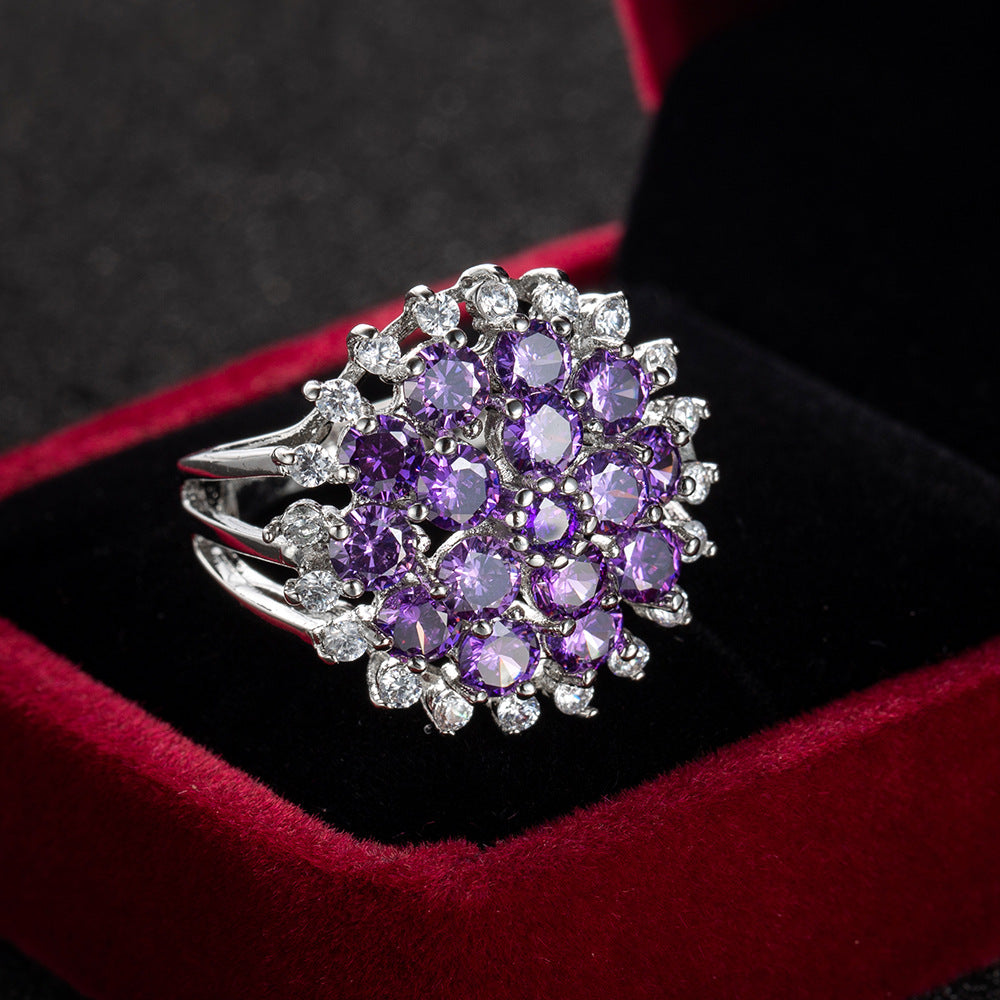 Women's Jewelry Ornament Exaggerated Purple Zircon Large Rings