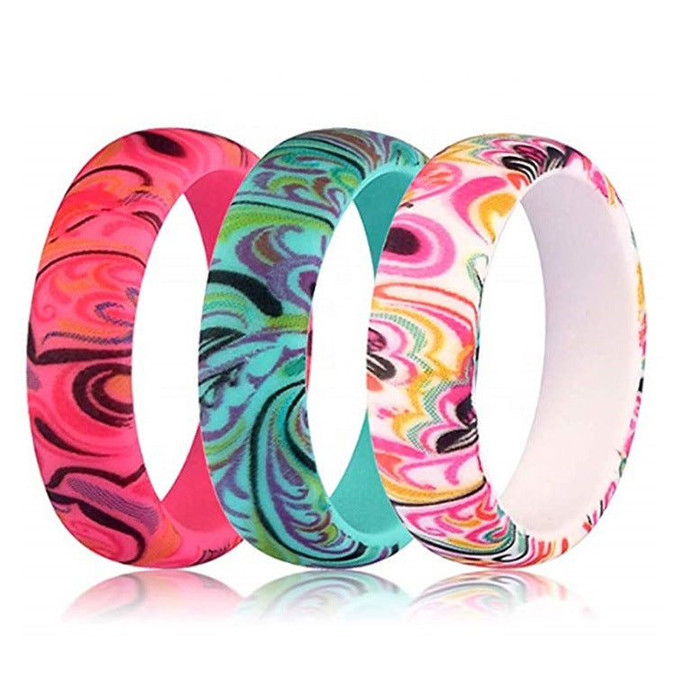 Sports Outdoor Silica Gel Printed Paisley Ring