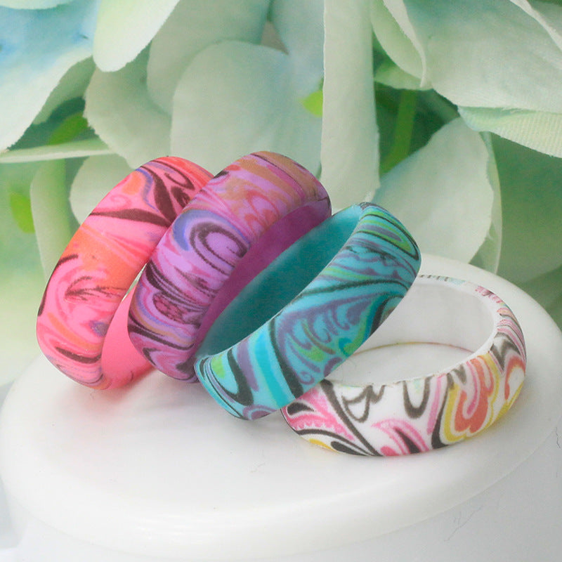 Sports Outdoor Silica Gel Printed Paisley Ring