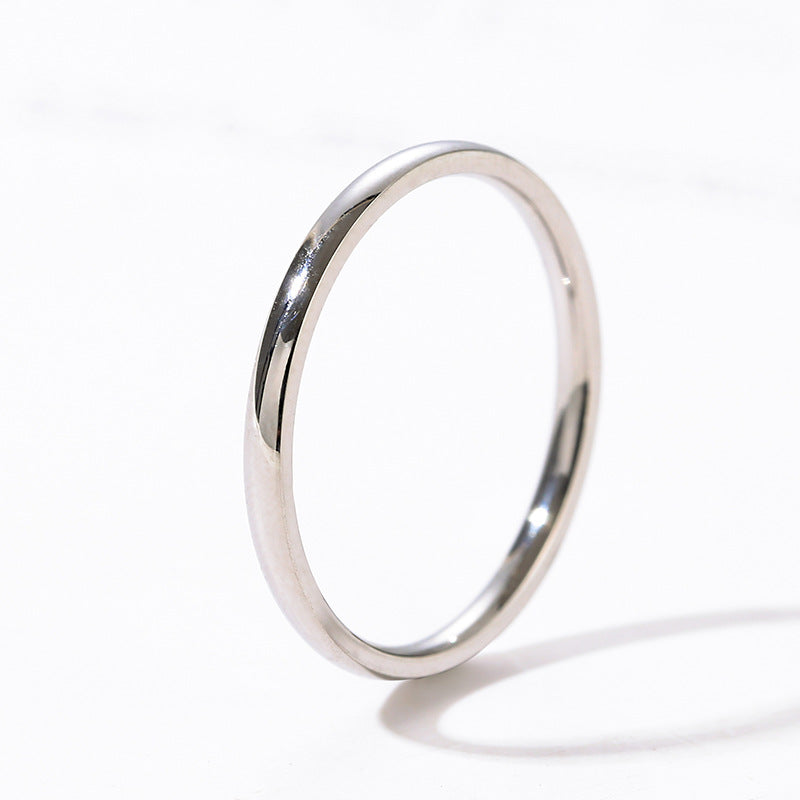 Fine Glossy Simple Niche Design Stainless Rings