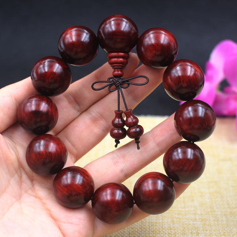 Women's & Men's Rhinoceros Horn Rosewood Prayer Bead High Density Lobular Scattered Beads Bracelet