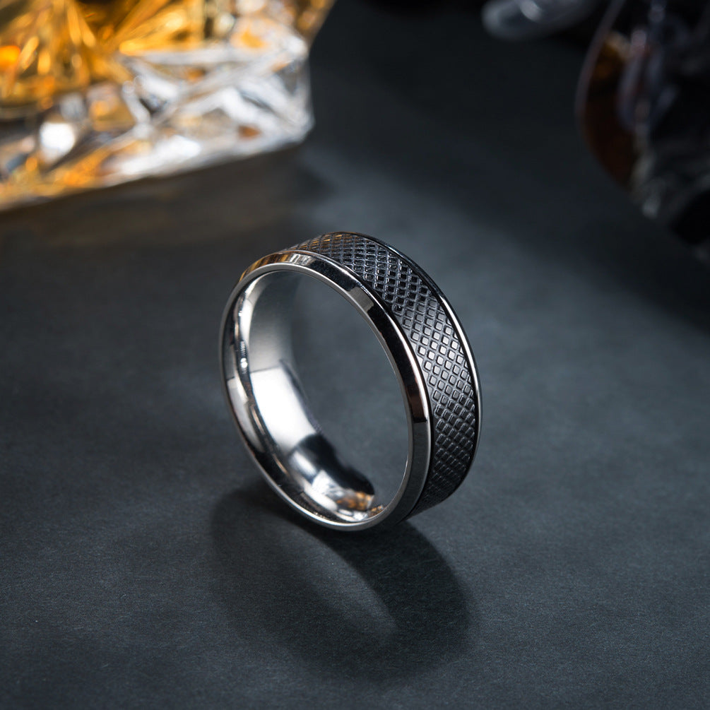 Men's Stainless Steel Black Titanium White Rings