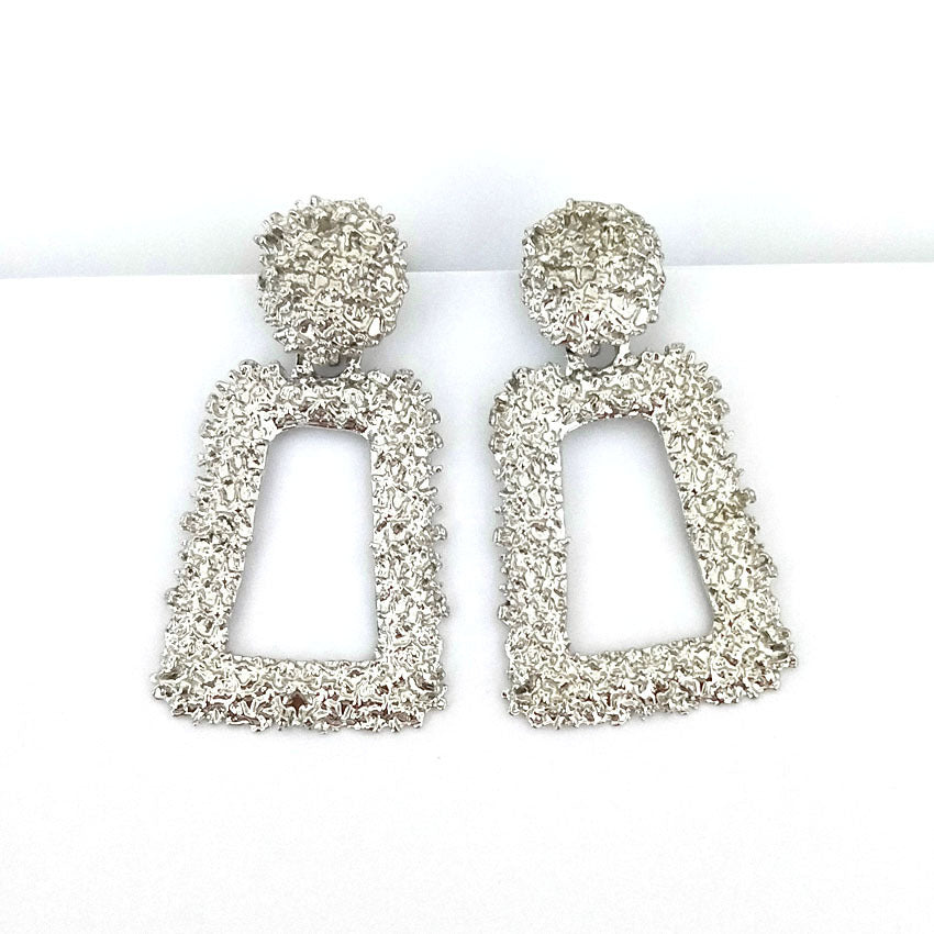Exaggerated Metal Spray Paint Geometric Trapezoid Retro Fashion Personalized Alloy Earrings