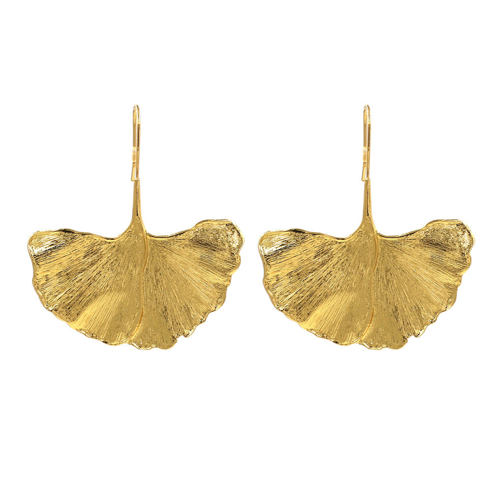 Retro Creative Alloy Ginkgo Leaf Exaggerated Ear Hook