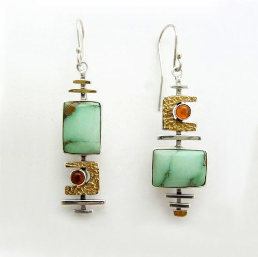 Elegant Retro Creative Turquoise Color Separation Earrings