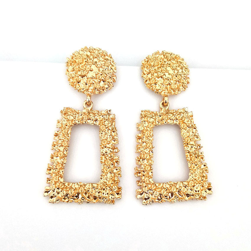 Exaggerated Metal Spray Paint Geometric Trapezoid Retro Fashion Personalized Alloy Earrings