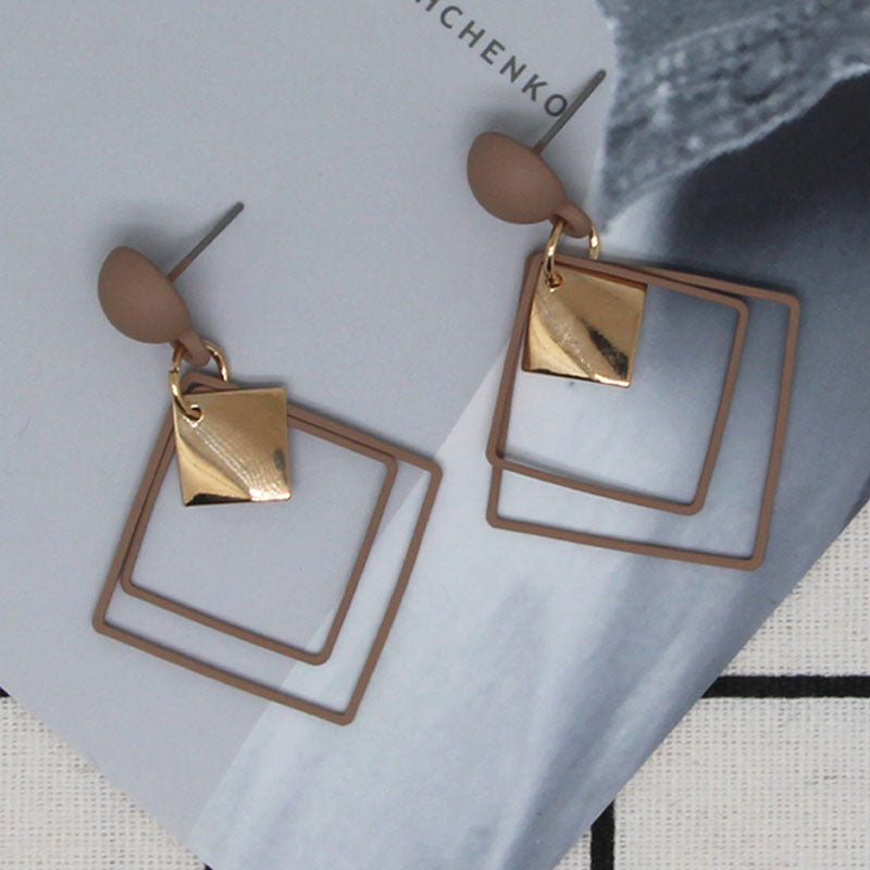 Korean Style Fashion Diamond Metal Alloy Temperamental Long Personality Simple Earrings