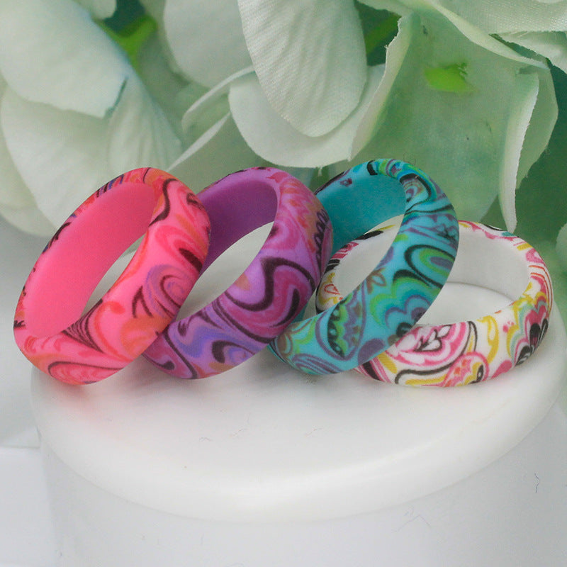 Sports Outdoor Silica Gel Printed Paisley Ring