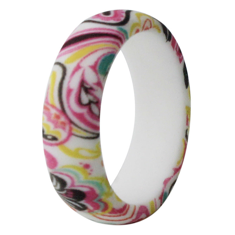 Sports Outdoor Silica Gel Printed Paisley Ring