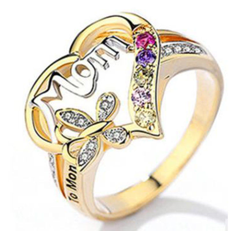 Women's Shi Hand Heart Shape Mom Mother's Rings
