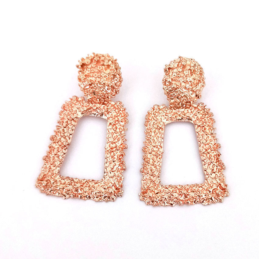 Exaggerated Metal Spray Paint Geometric Trapezoid Retro Fashion Personalized Alloy Earrings