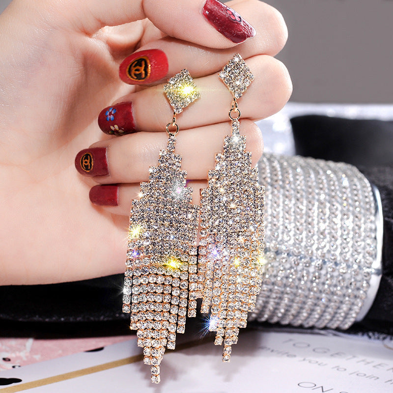 Tassel Female Temperamental Long Eardrops Face Rings
