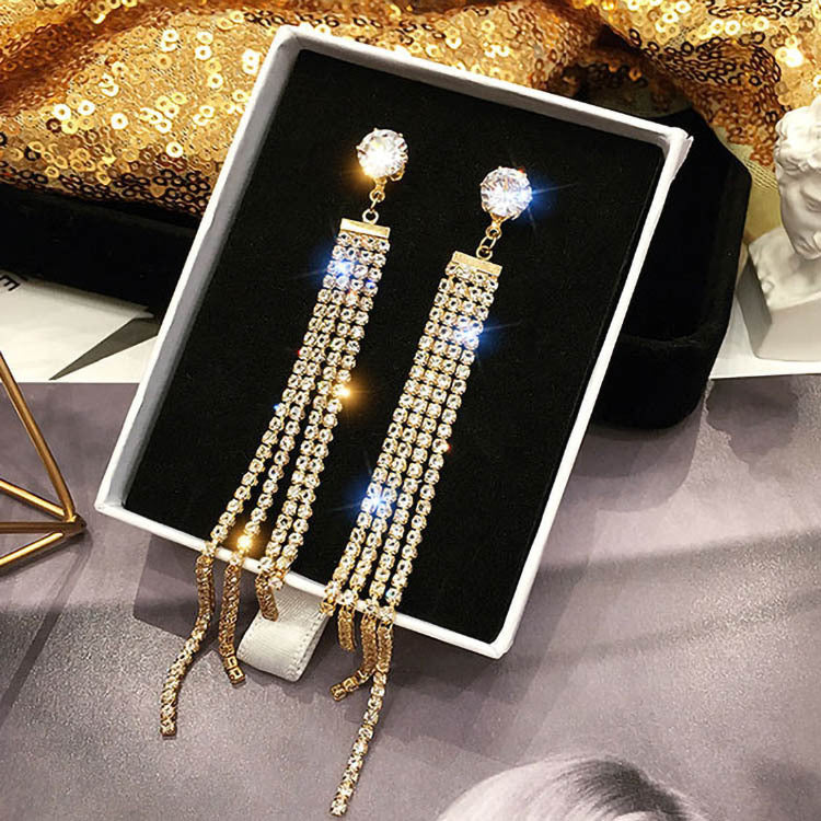 Tassel Female Temperamental Long Eardrops Face Rings