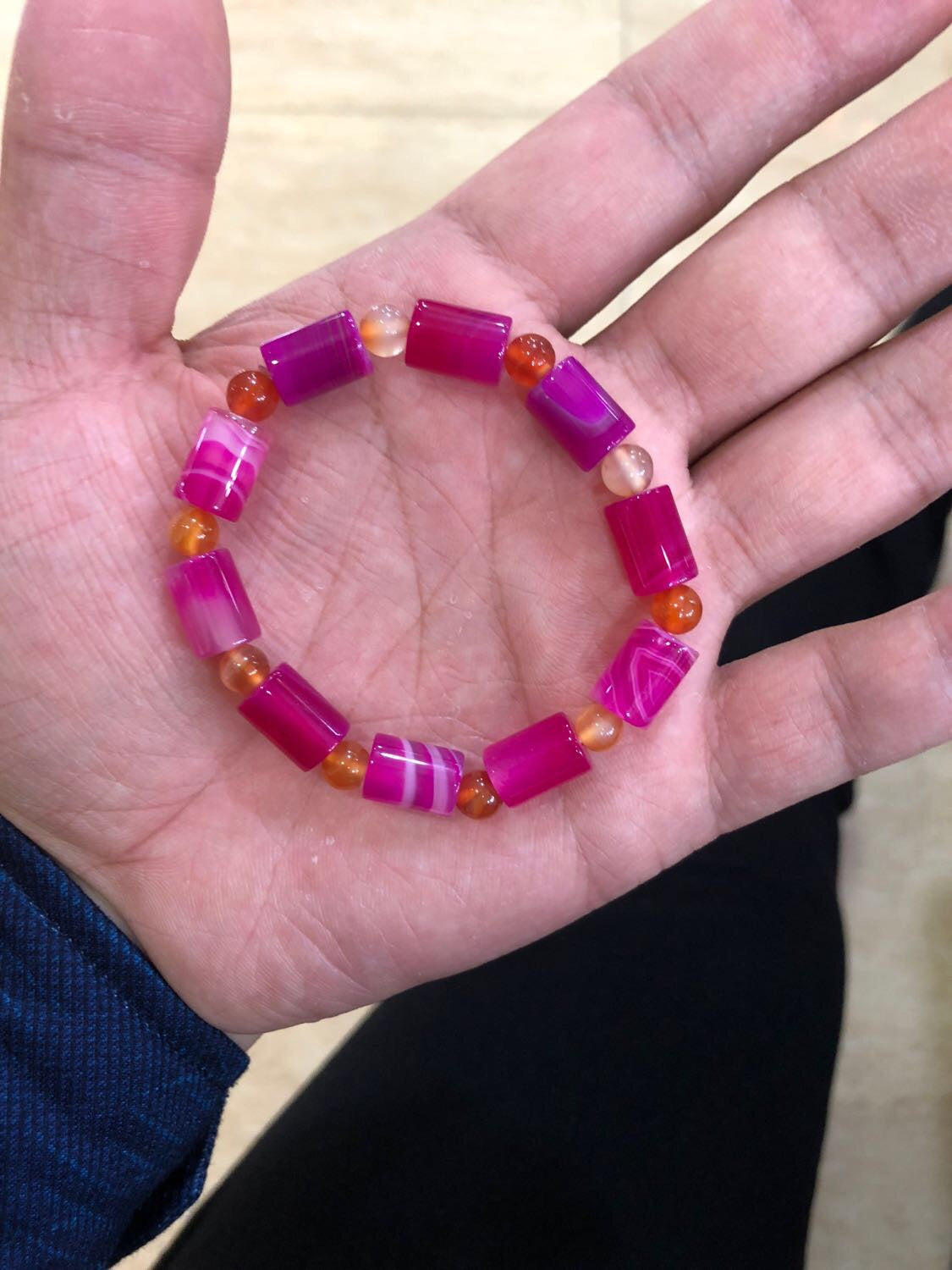 Red Agate Straight Stick Coffee Line Dream Bracelet