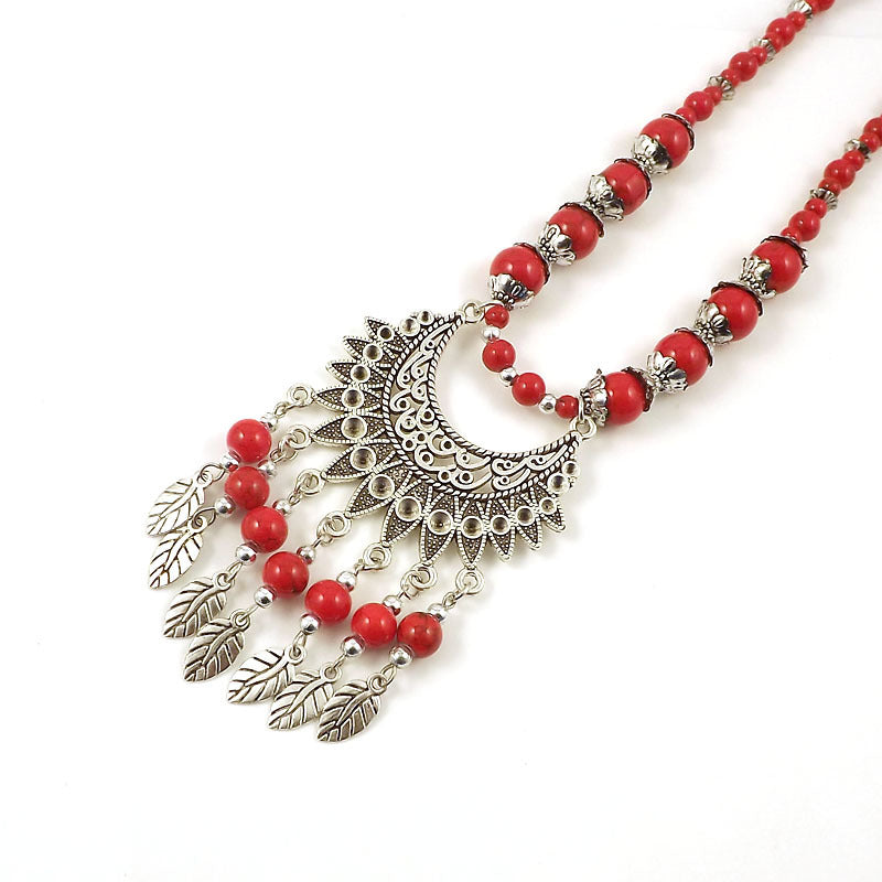 Ethnic Tibetan Colorful Beads Female Phoenix Necklace