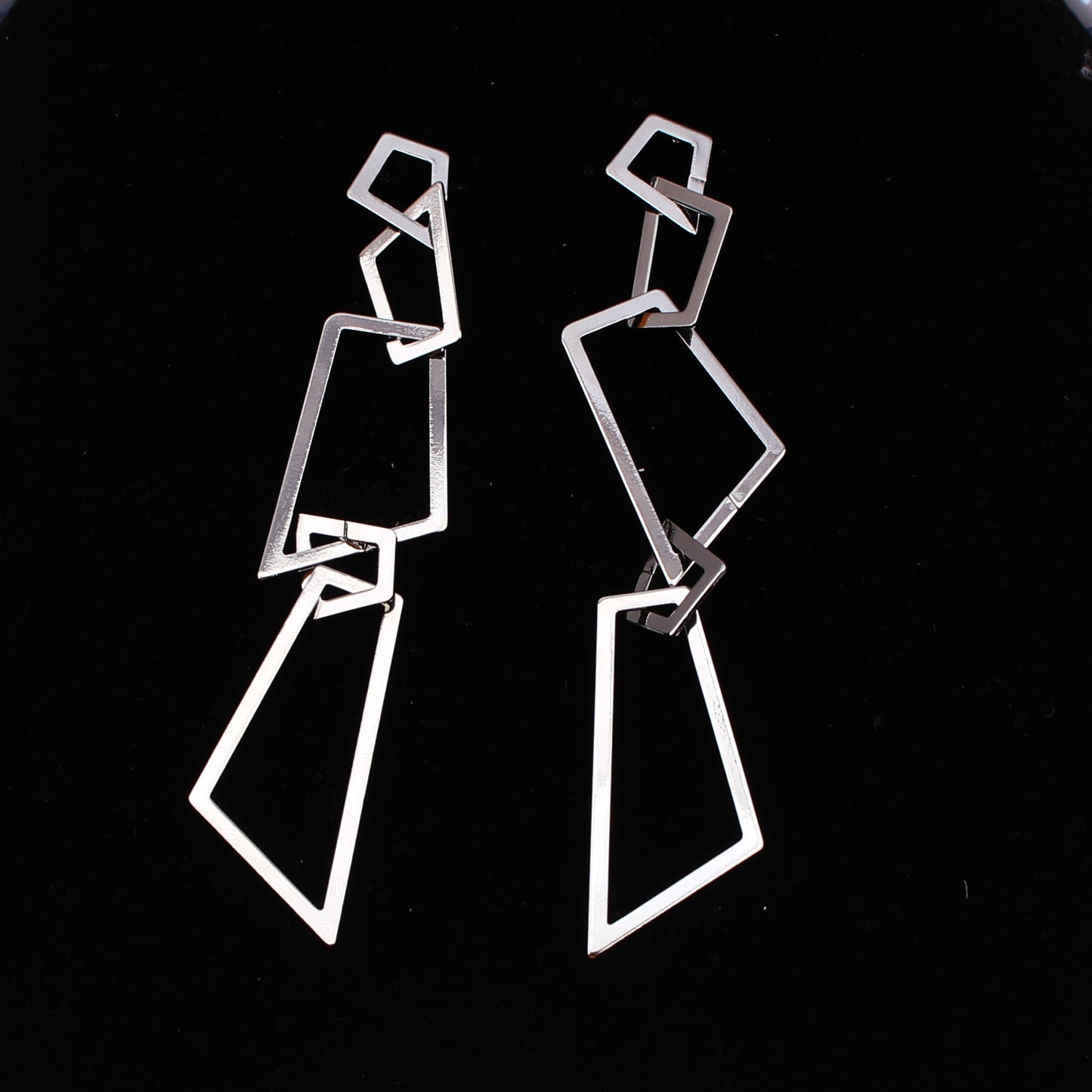 Simple Pierced Geometric Fashionable Temperamental Frosty Earrings
