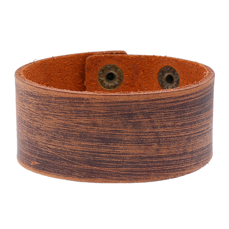 Men's Simple Retro Light Board Cattle Leather Bracelet
