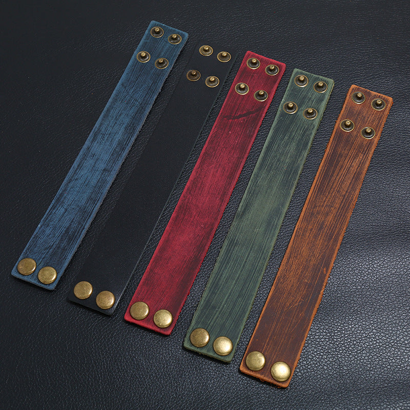 Men's Simple Retro Light Board Cattle Leather Bracelet