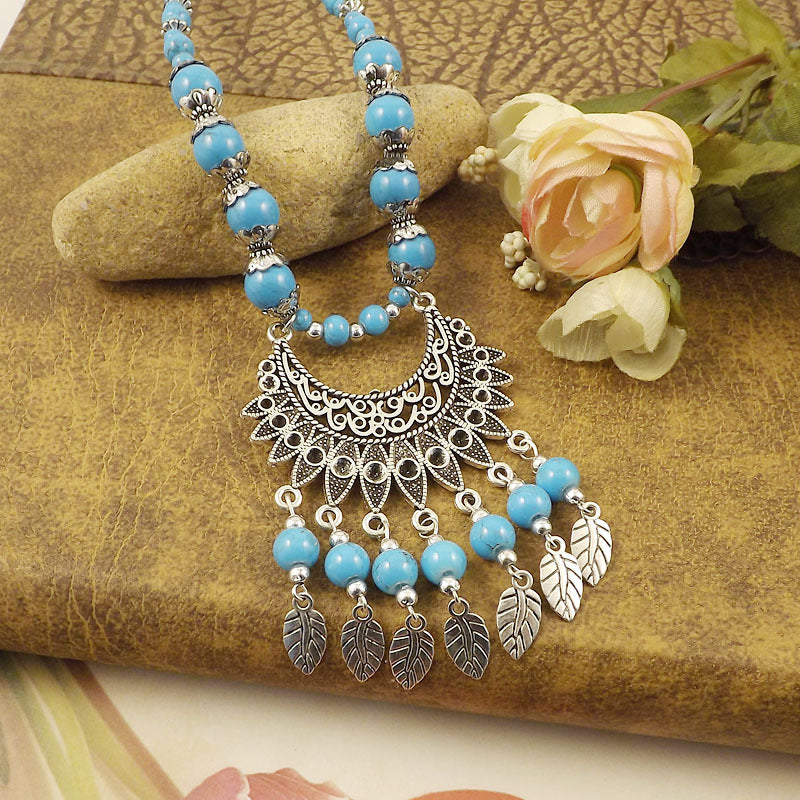 Ethnic Tibetan Colorful Beads Female Phoenix Necklace