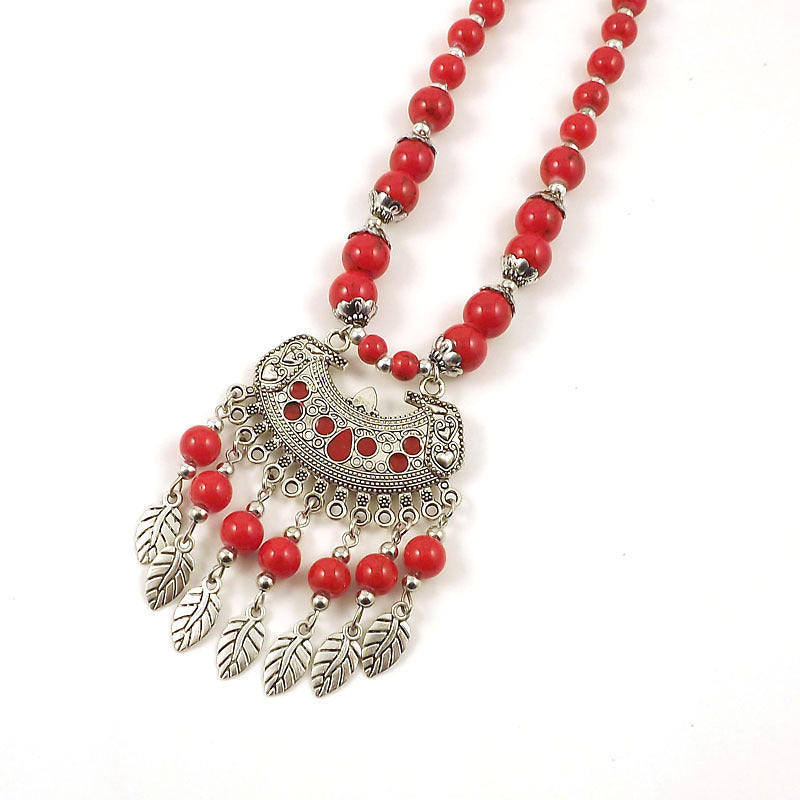 Ethnic Tibetan Colorful Beads Female Phoenix Necklace