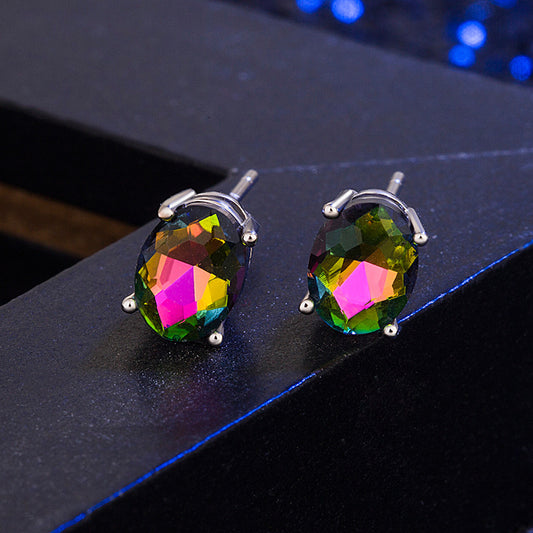 Women's Oval Colorful Stone For Opal Simple Stylish Rings