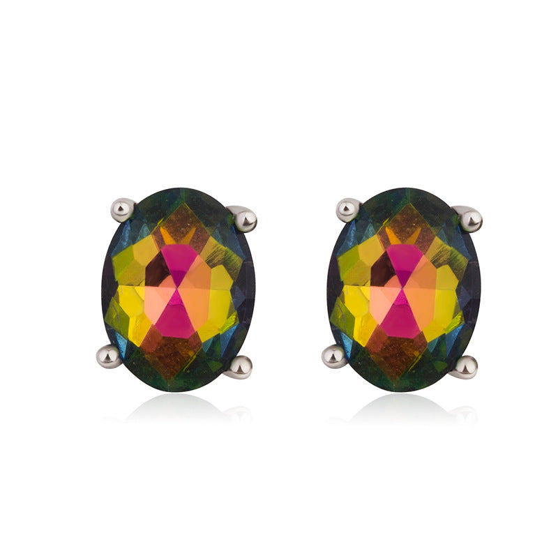 Women's Oval Colorful Stone For Opal Simple Stylish Rings