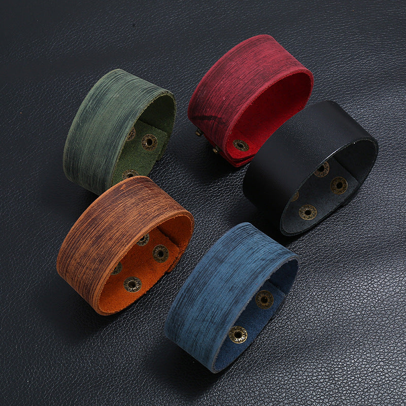 Men's Simple Retro Light Board Cattle Leather Bracelet