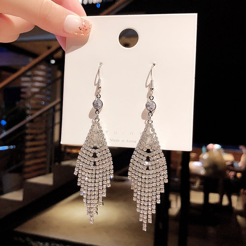 Tassel Female Temperamental Long Eardrops Face Rings