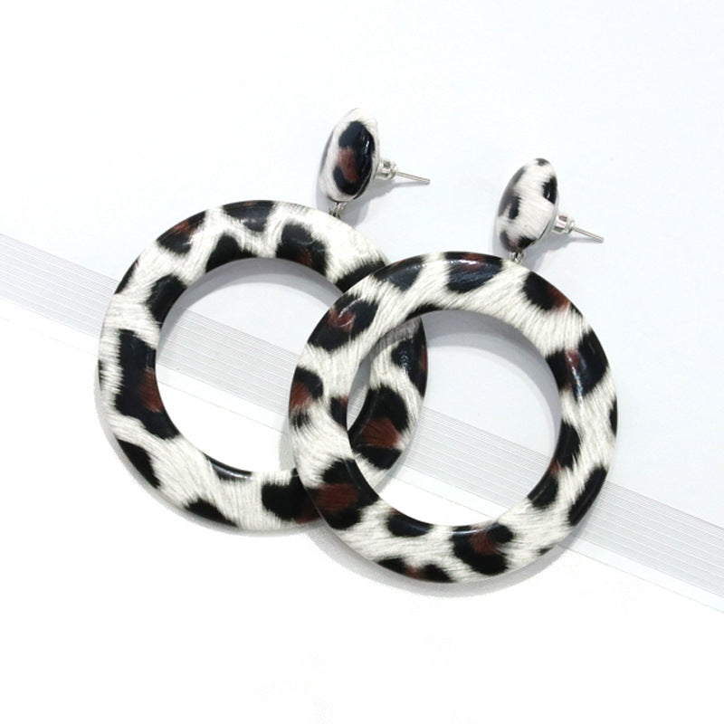 Women's Fashion Leather Trendy Exaggerated Big Round Earrings