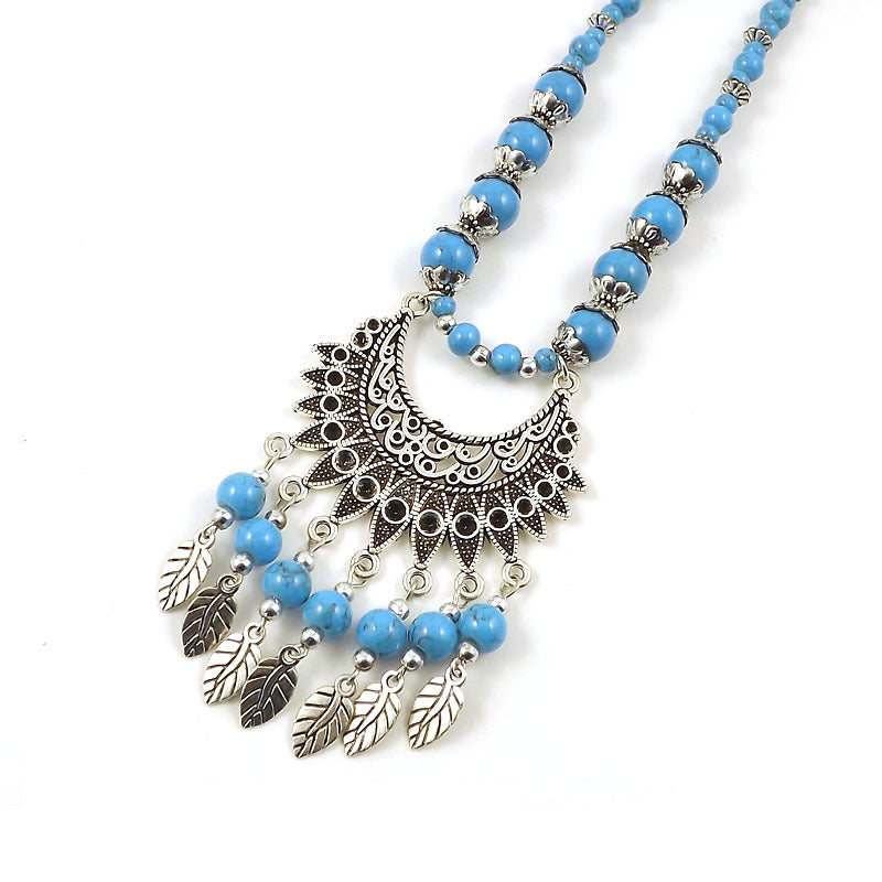 Ethnic Tibetan Colorful Beads Female Phoenix Necklace