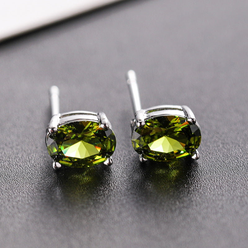 Pretty Zircon Korean Fashion Egg-shaped Color Rings