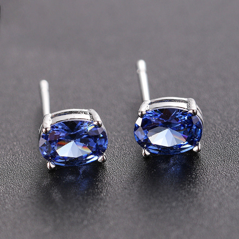 Pretty Zircon Korean Fashion Egg-shaped Color Rings