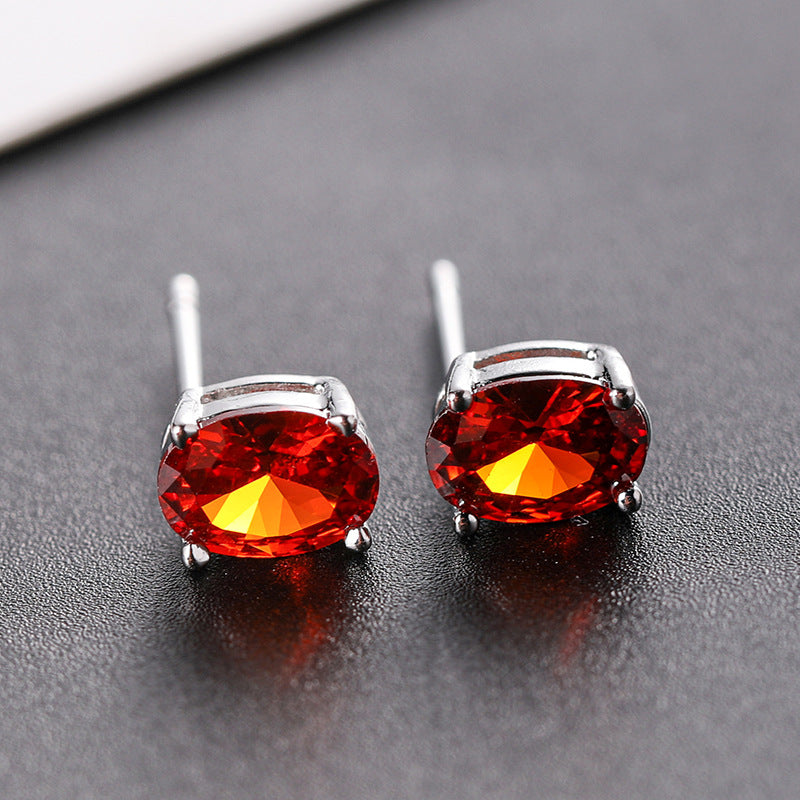 Pretty Zircon Korean Fashion Egg-shaped Color Rings