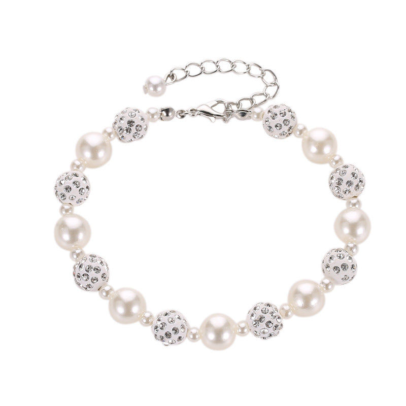 Women's Korean Simple Pearl Rhinestone Ball Beaded Bracelet