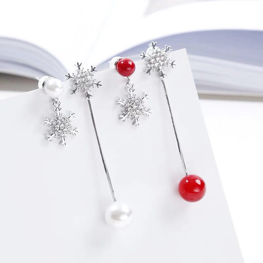 Korean Style Sier Snowflake Ear Long Personalized Earrings