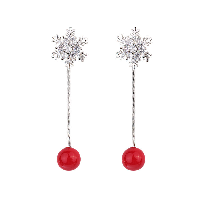 Korean Style Sier Snowflake Ear Long Personalized Earrings